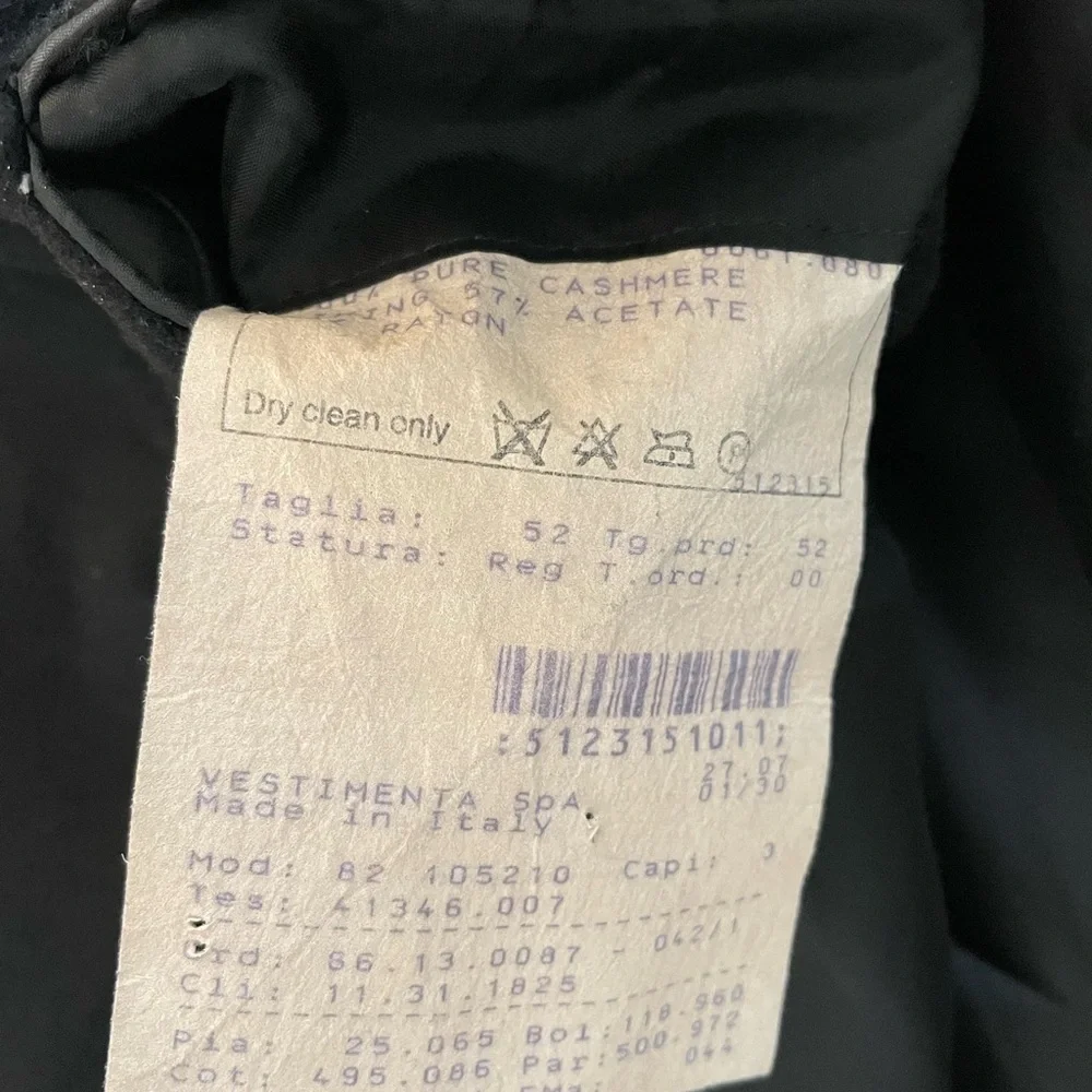 VESTIMENTA Made in Italy Vintage Thick Cashmere Sports Jacket in Black Size 42 R